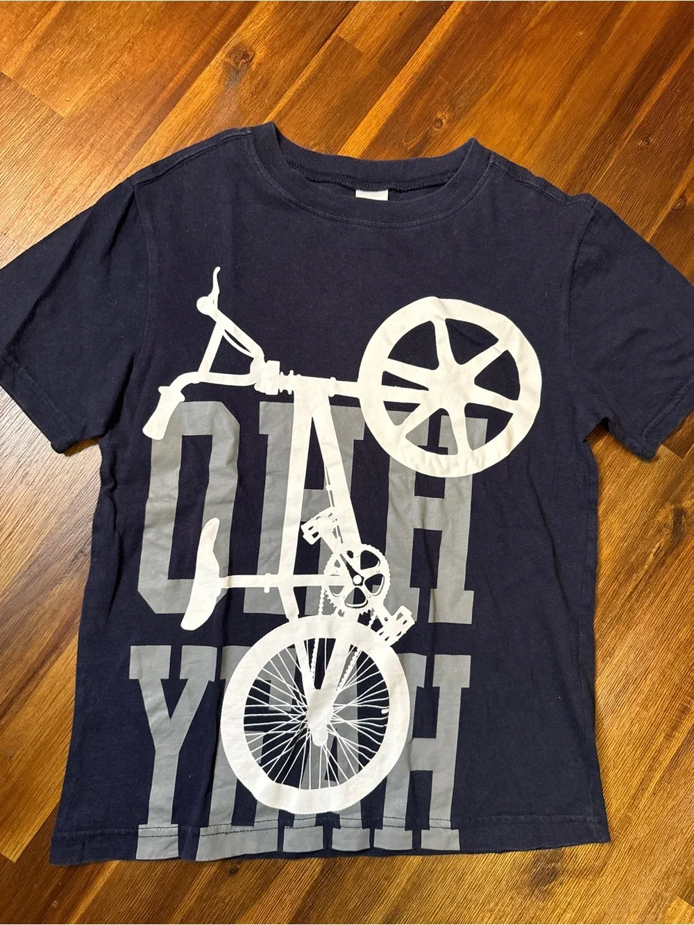 Gymboree Boys Size 7-8 Navy BMX Bike Graphic T-Shirt Size 7/8